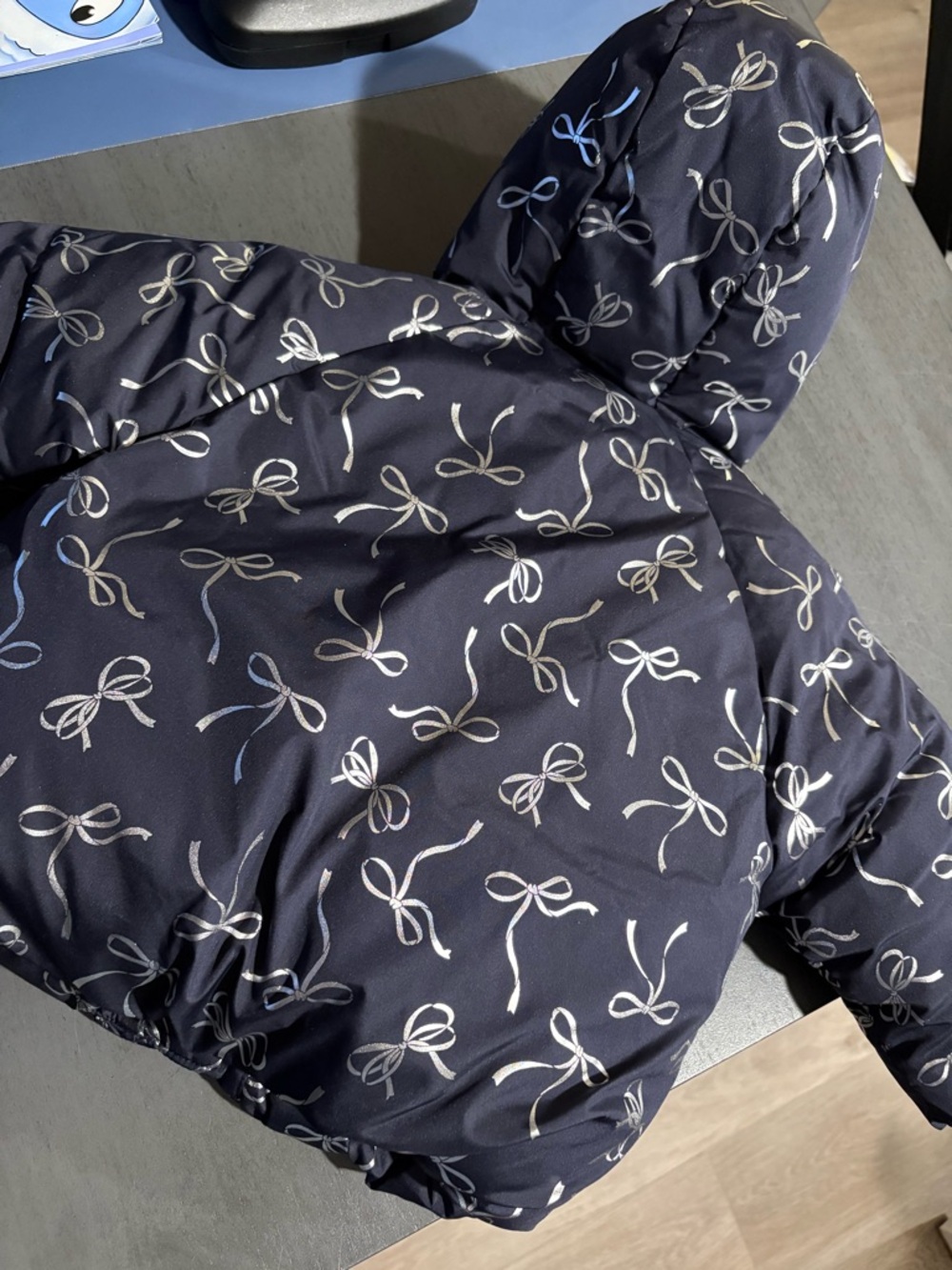 Brand New without tag GAP Navy Puffer Jacket with White Bow Print